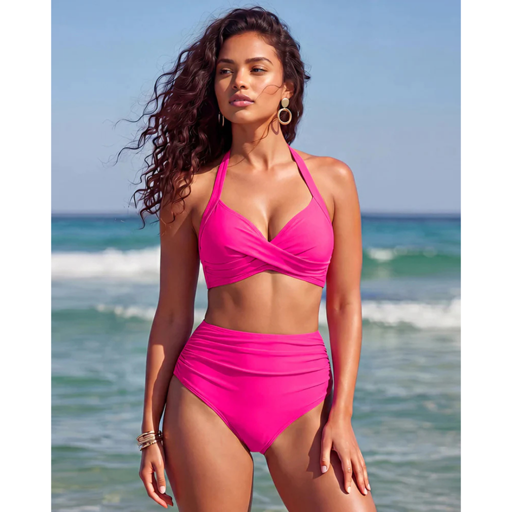 Mila | Bikini de talle alto 2 en 1 con efecto vientre plano