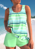 Rosa | Conjunto de Tankini a Rayas Relajado