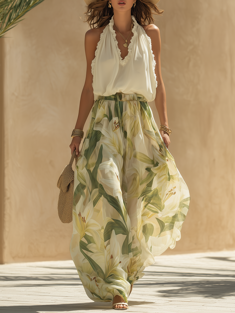 Lysandra | Conjunto Fluido Impreso de Lirio Elegante