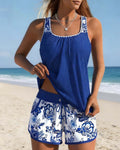 Marie | Parte Superior de Tankini Impresa y Pantalones Cortos de Dos Piezas