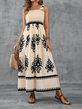 Martina | Vestido maxi con estampado artístico y cintura elástica