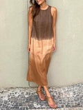María | Vestido maxi fluido con degradado elegante
