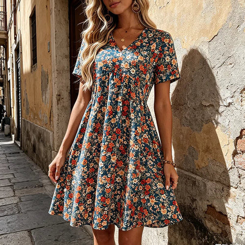 Bea - Vestido de verano floral con escote en V