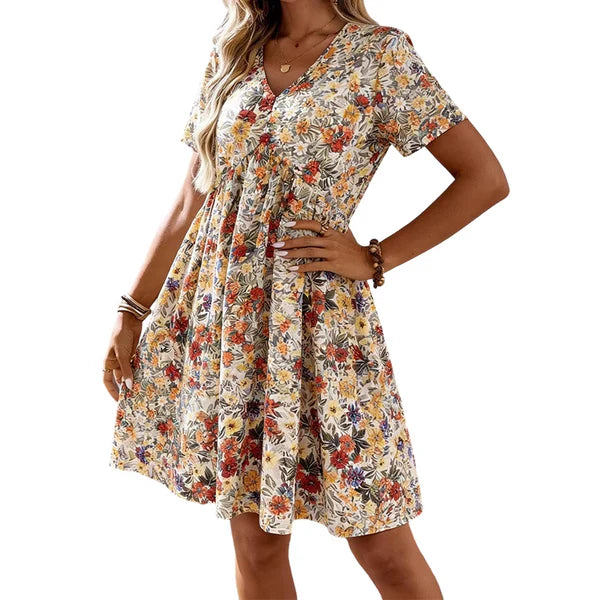 Bea - Vestido de verano floral con escote en V